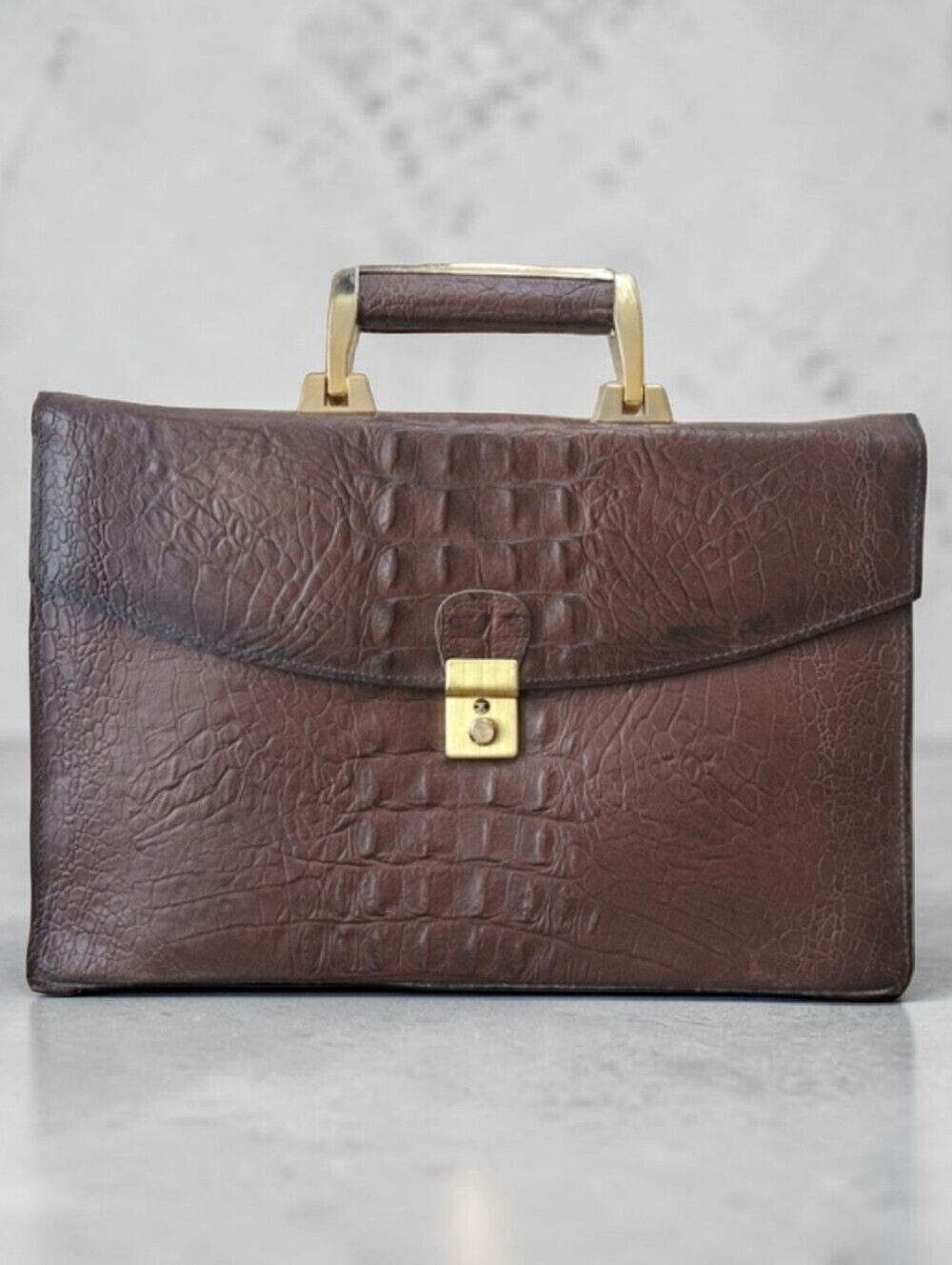 Vintage VENETO reptile skin leather briefcase style purse faux crocodile leather